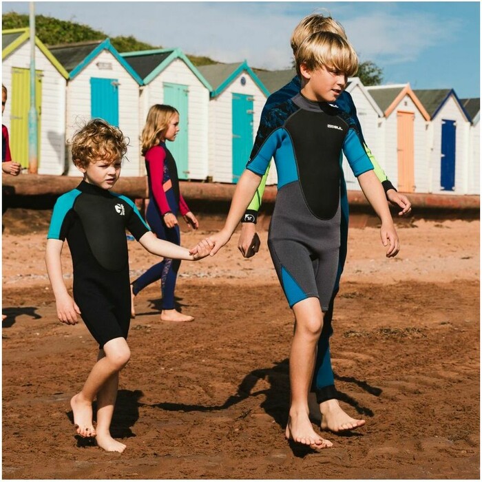 2025 Gul Junior Response 3/2mm Back Zip Shorty Wetsuit RE3322-C1 - Grey / Blue